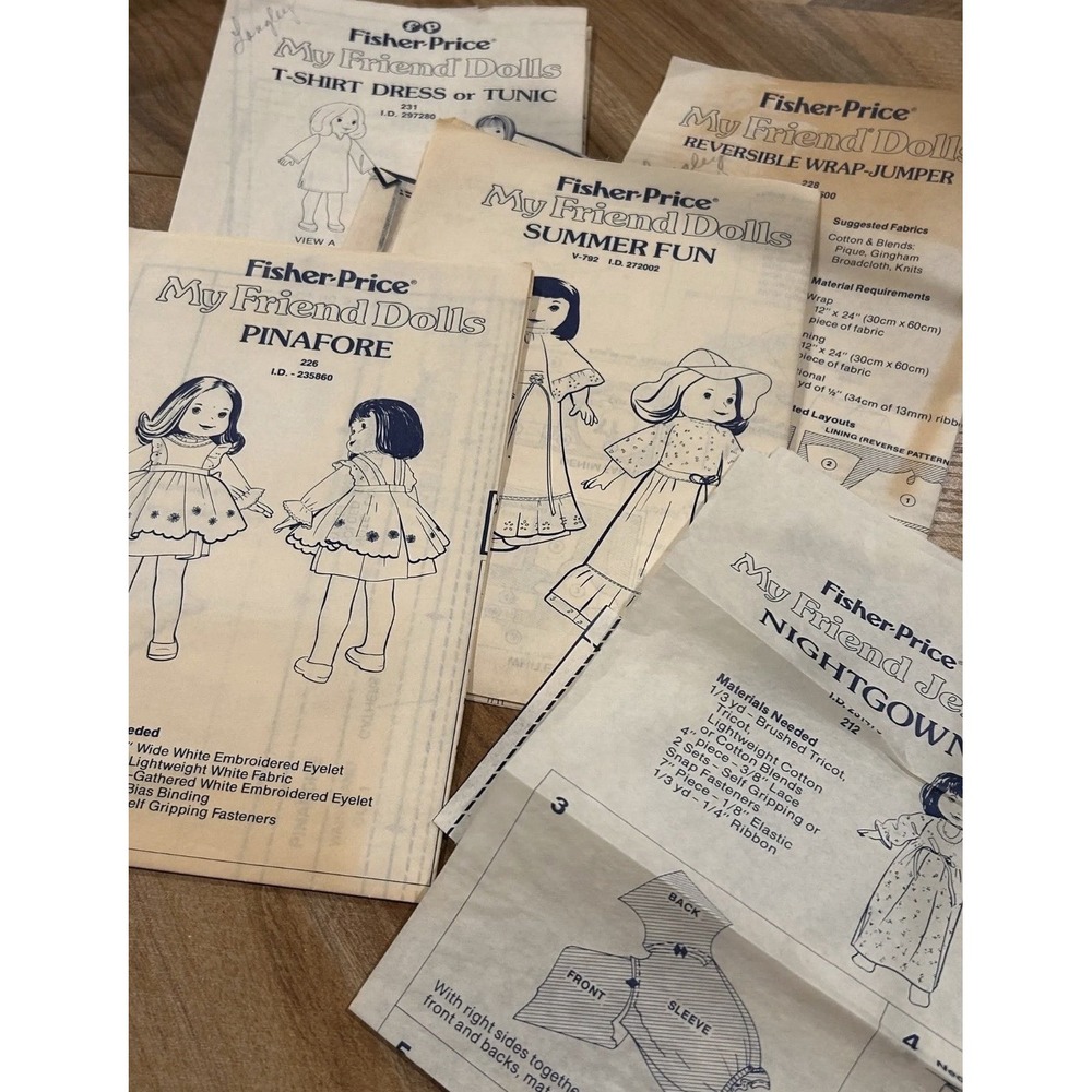Fisher-Price My Friend Doll Sewing Patterns For Clothes & Accessories Set of 6